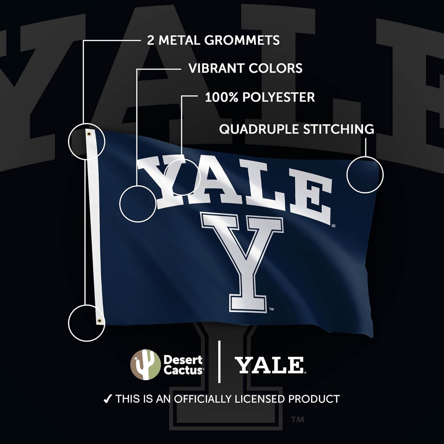 Desert Cactus Yale University Flag Bulldogs Banners 100% Polyester Indoor Outdoor 3x5 feet Flags (Design B) - Image 4