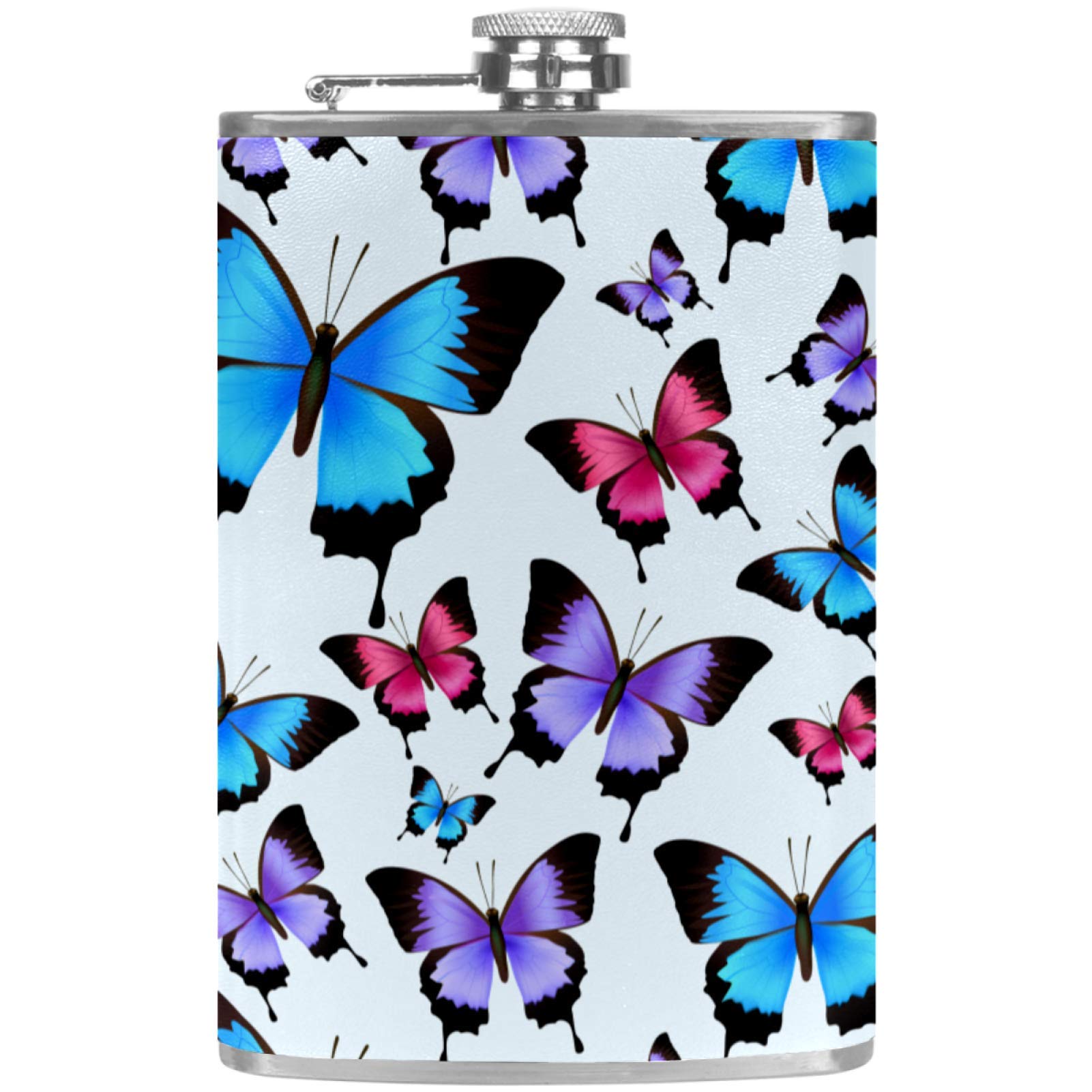 Flasque à whisky de poche en cuir bleu avec entonnoir de camping