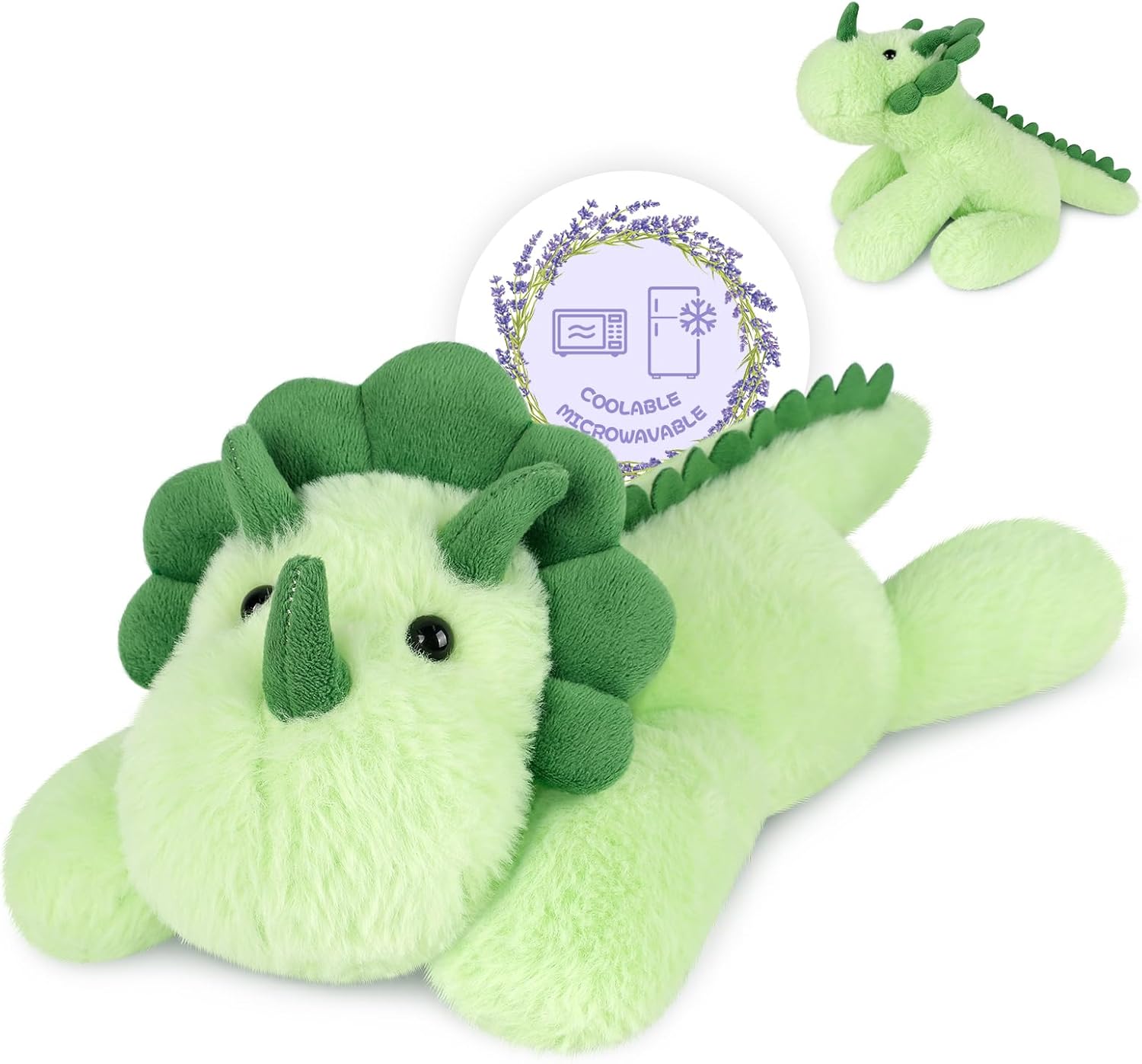 SuzziPals Heatable & Coolable Triceratops Plush, Microwavable Stuffed Animals Heating Pad for Period DIscomfort, Lavender Scented Dinosaur Stuffed Animal for Warm & Comfort, Plush Toys Gift for Kids