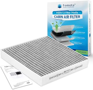 Certified MERV 13 Cabin Air Filter with Activated Carbon, CF12820 for Hyundai Elantra, Ioniq 5/6, Santa Cruz, Santa Fe, Sonata, Tucson; Kia K5, Spartage, Sorento, EV6, Niro; Genesis GV60.