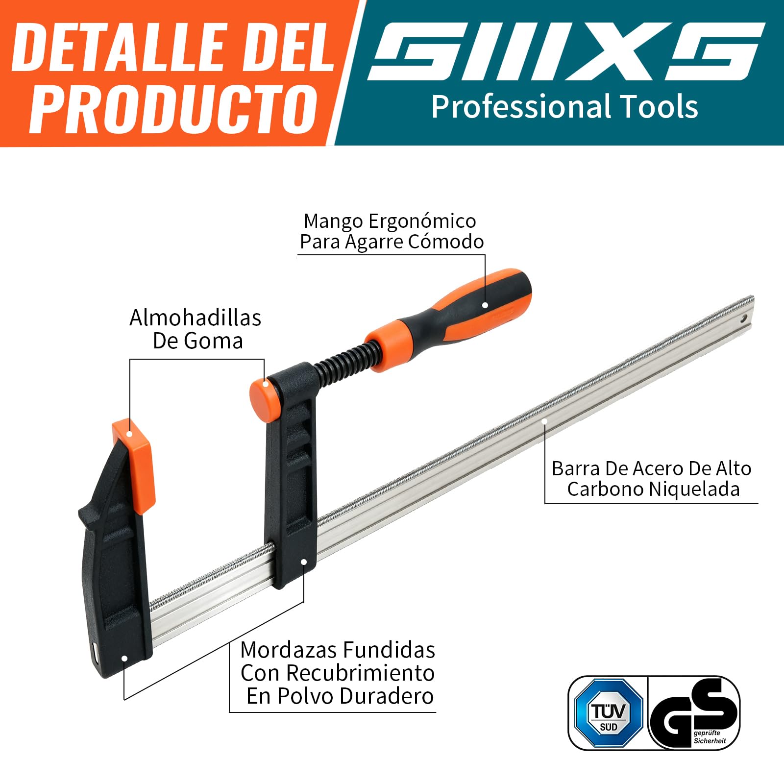 Abrazaderas de barra de 800 mm para carpintería, con certificado GS