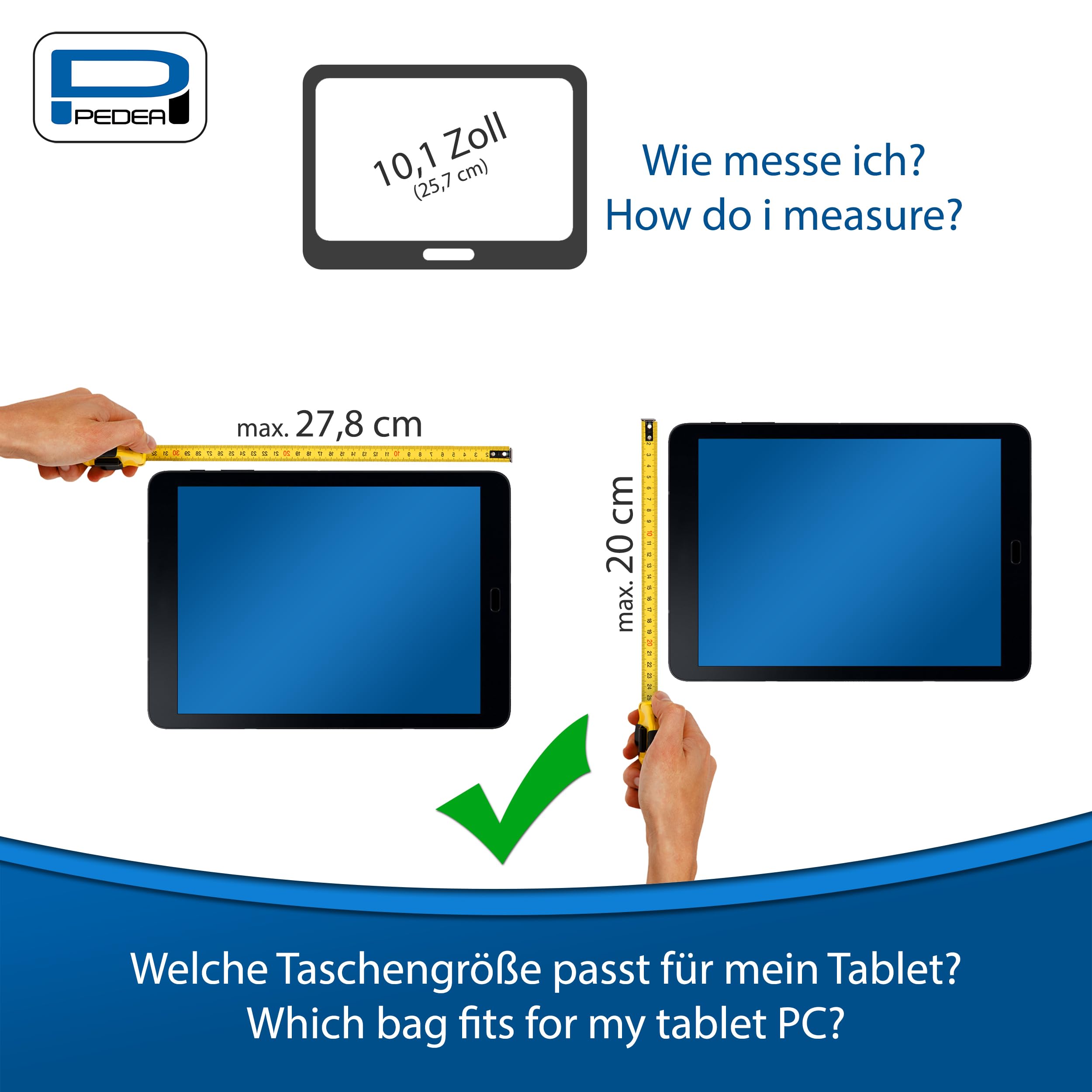 PEDEA Borsa per Tablet PC Fashion da 10,1-11 pollici (25,6-27,96 cm) custodia di protezione, astuccio con tasca per accessori, grigio