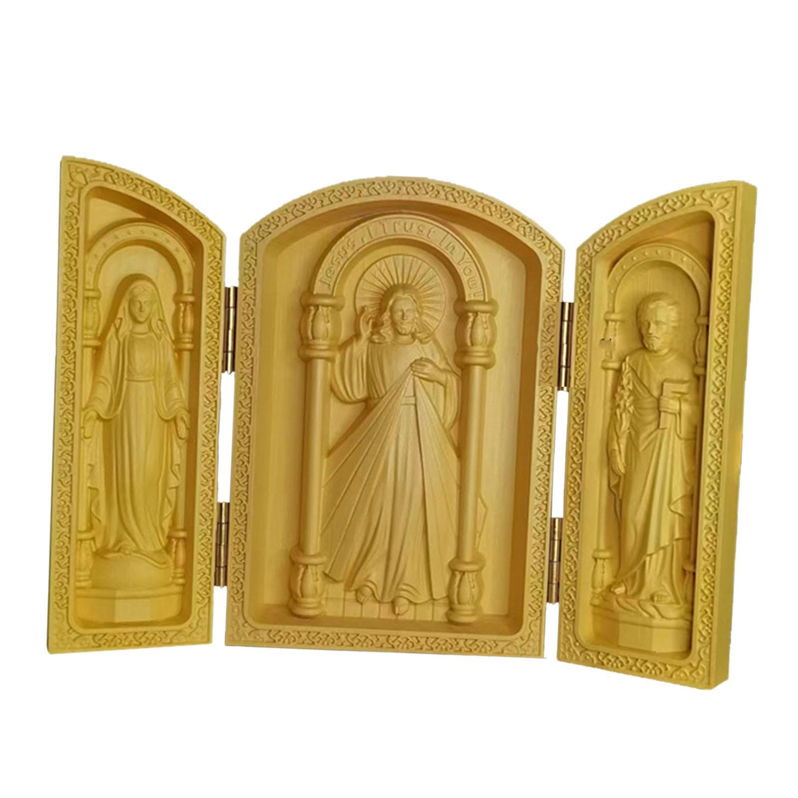TWISAXC Artistic Wooden Figurine Detailed Carving Beautiful Expression Home Decoration Outdoor Religious Statues Living Room Premium Workmanship Figurine