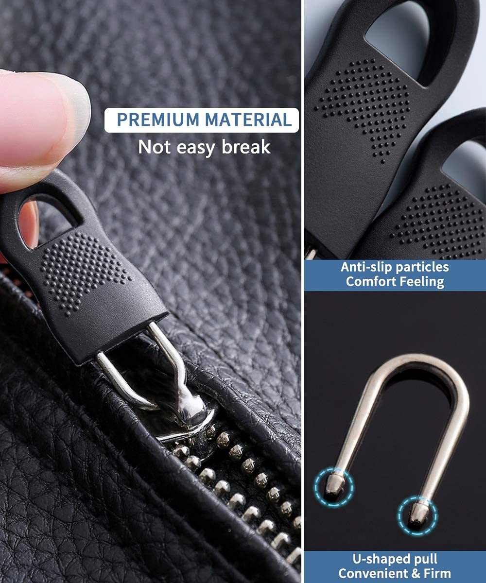 VENEXA 20pcs Zipper Pulls Replacement Kit, Universal Zipper Puller, Detachable Zipper Pull Tab for Bags, Purses, Luggage, Backpacks, Jackets, Boots, Tents - 3 Styles, 4 Sizes 2