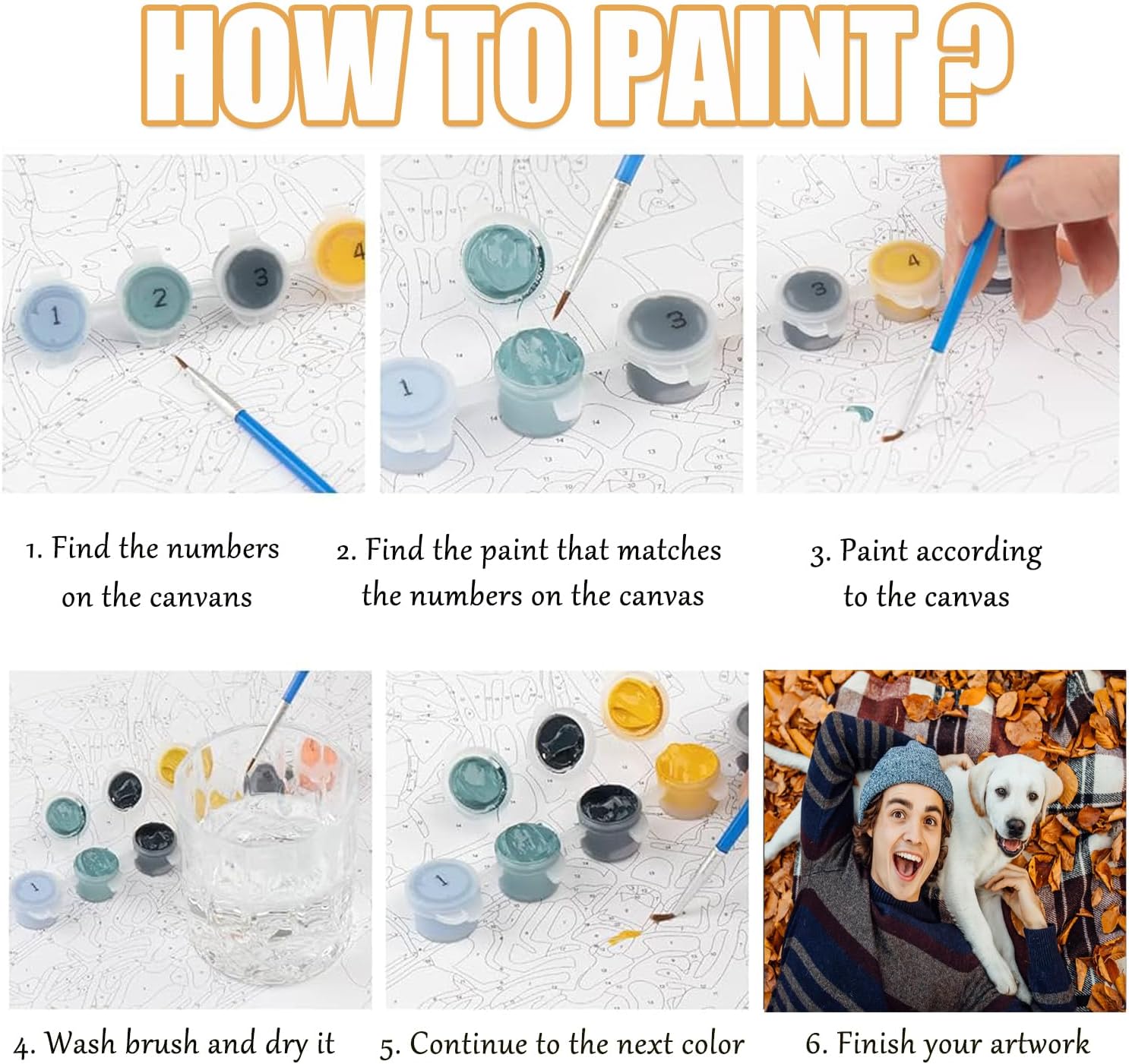 Custom Paint by Numbers for Adults, DIY Canvas Paint by Numbers for Beginners, Personalized Customized Oil Painting Kits, Make Your Photo, Colorful Set Gift For Family, Friends, Pets Home Decoration