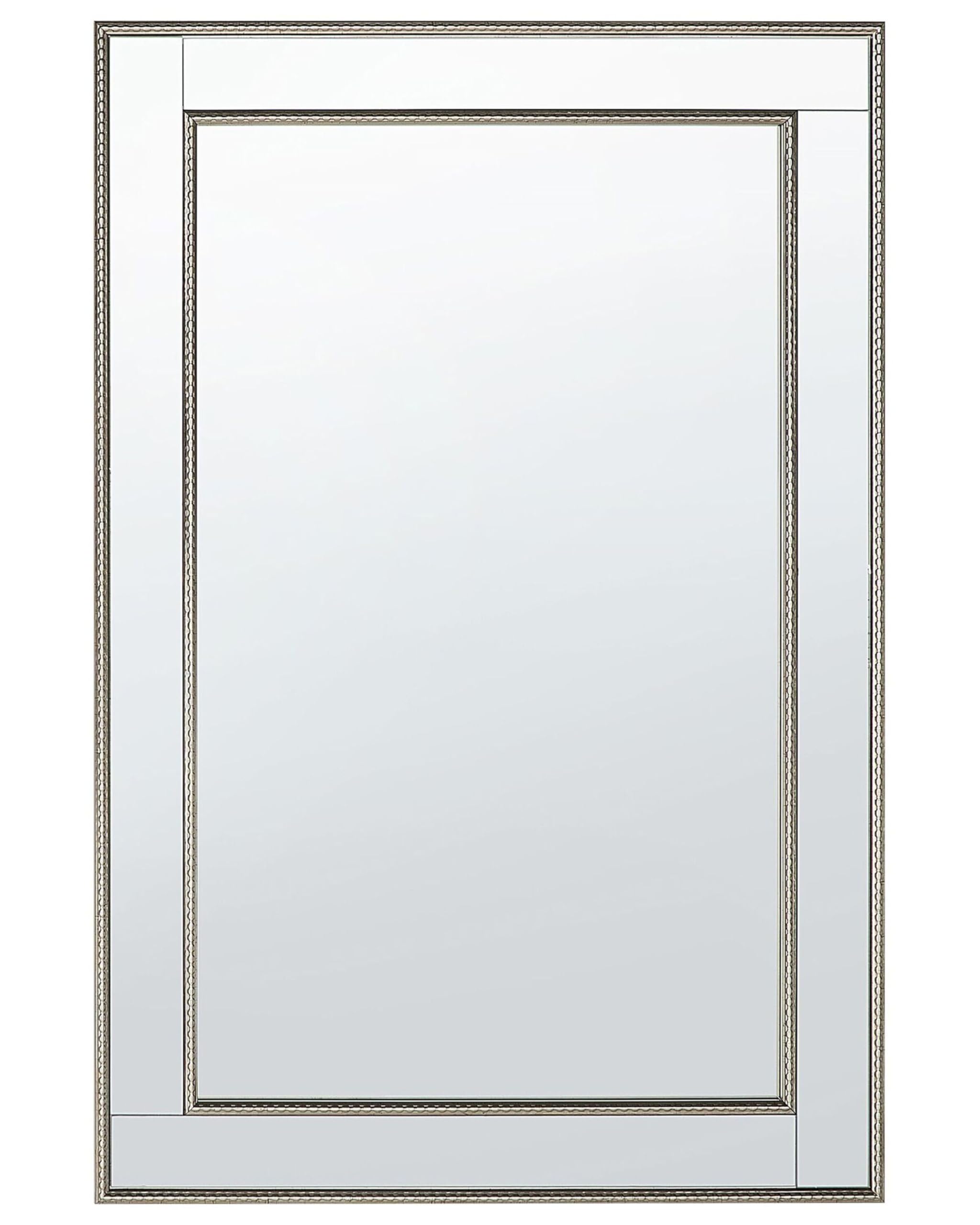 Beliani Silver Framed Wall Mirror With Gold Angled Beveled Panels 60 X 90 Cm Fenioux