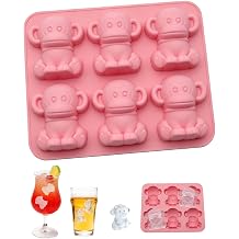 Monkey Silicone Molds for Ice Cube,Flexible Candy Chocolate Molds,3D Animal Ice Cube Tray for DIY Gummies, Soap, and Frozen Treats, Reusable,Non-Stick Ice Cube Trays Pink
