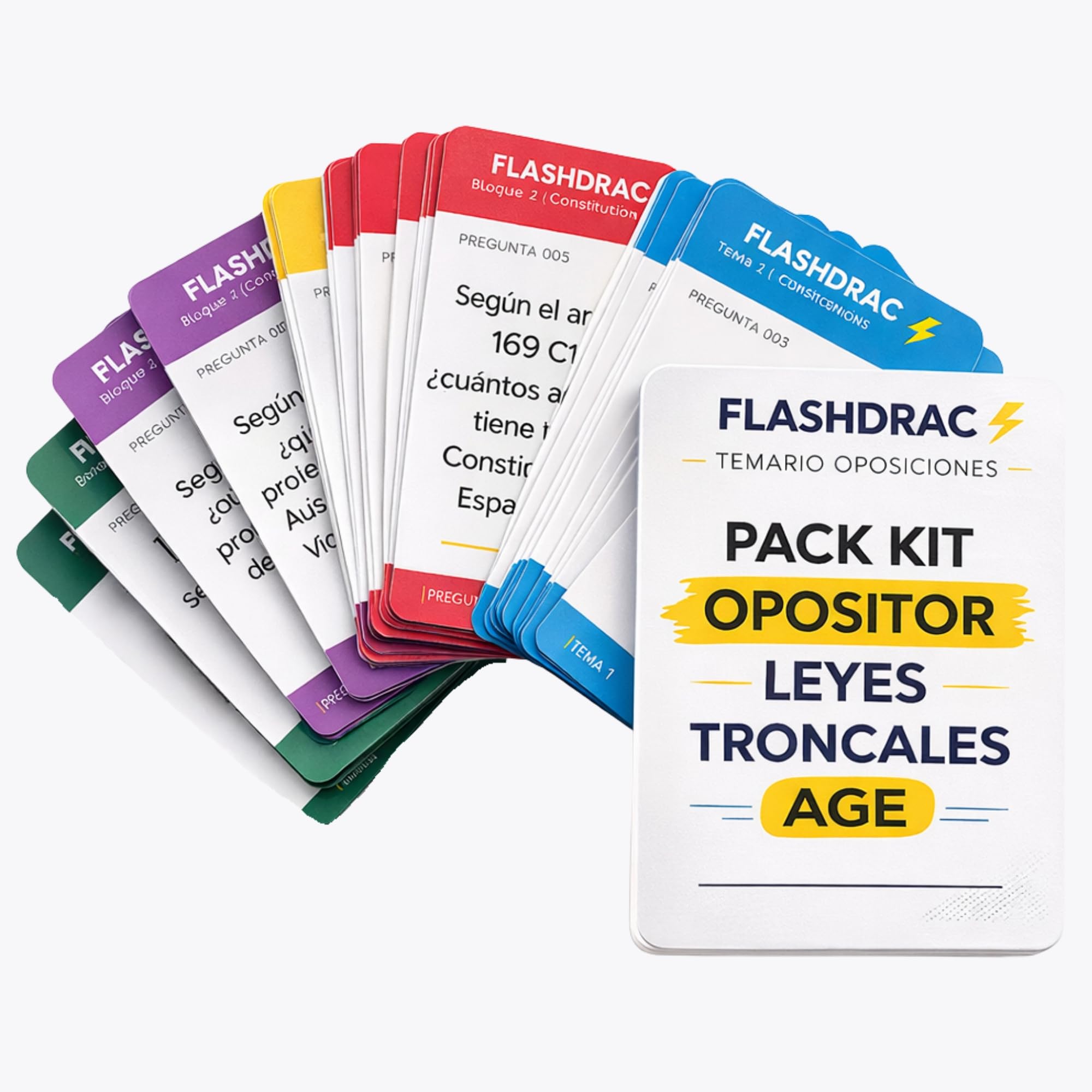 Pack Kit Opositor Base Age Flashcards (560) 2026 Todos Los Artículos Oposiciones Constitución Española + TREBEP + Ley39/2015 + Ley40/2015 (Base Age (560))