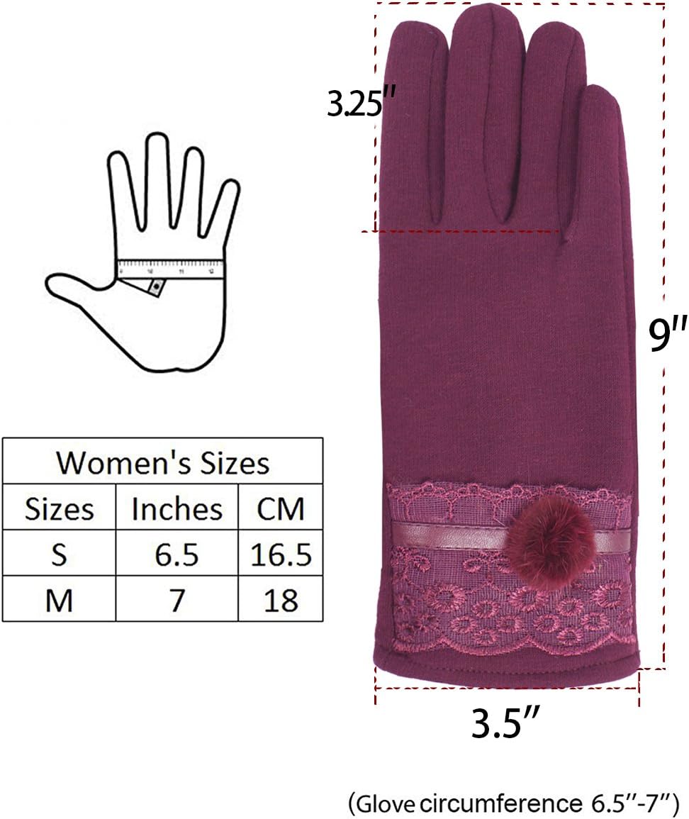 Ruffle Flower Wool Blend Touchscreen Gloves