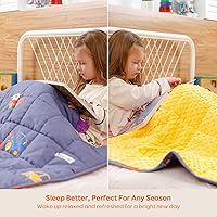 Vista 7 de Uttermara Manta con peso de 3 libras, forro polar minky ultra acogedor y lado de algodón con patrones de dibujos animados, manta pesada reversible