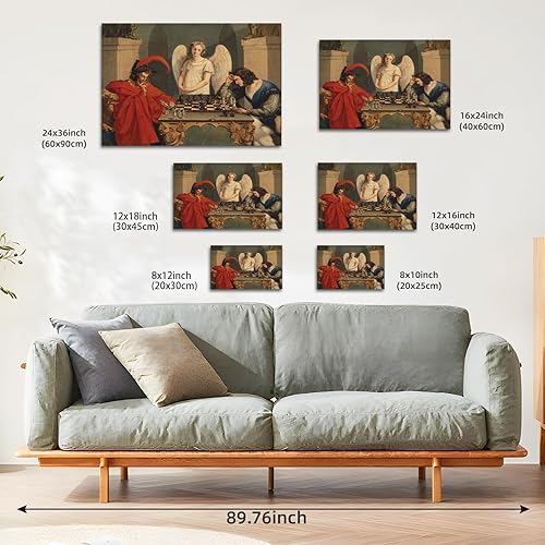 Miniatura 3 de Póster de Fausto y Mefistófeles jugando al ajedrez, arte de pared clásico vintage de The Devils Checkmate Pintura Retro para el hogar, dormitorio,