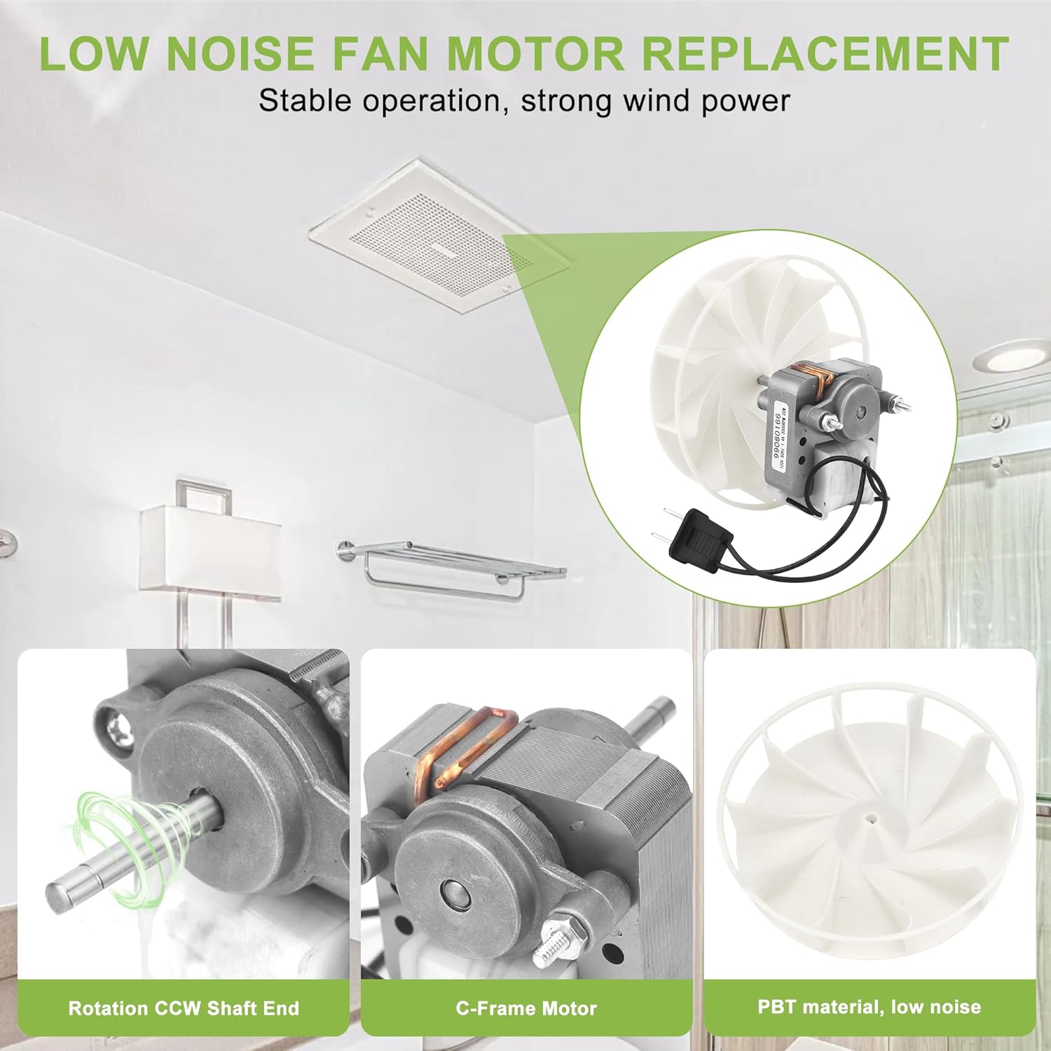 𝗡𝗘𝗪 S99080166 BP28 Vent Bath Fan Motor for Bro-an Nu-Tone 655 679 658 85N2 754RB-A,Bathroom Exhaust Fan Motor(Pure Copper)-Replace YJF6178 99080166a (120V 70CFM) by TOMOON