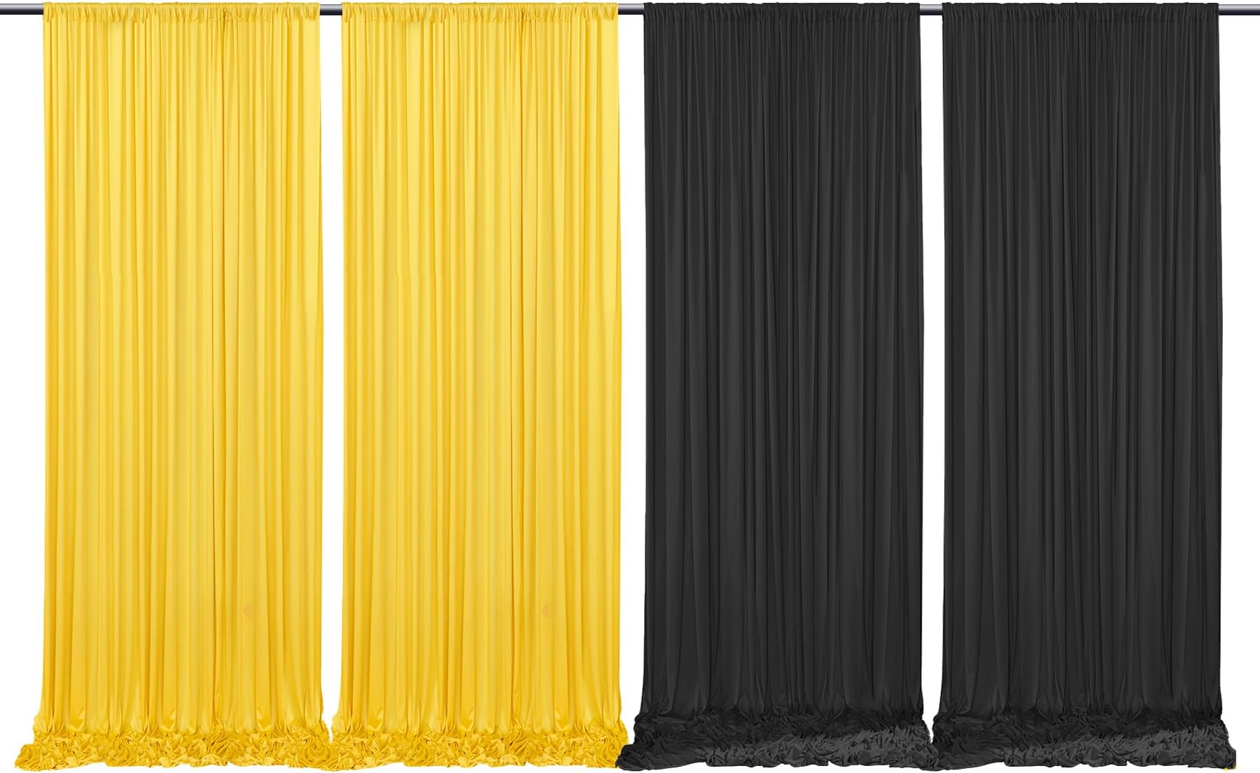 Amazon.com: 20x10ft Black and Yellow Backdrop Curtains Panels for Parties Wedding Baby Shower ...