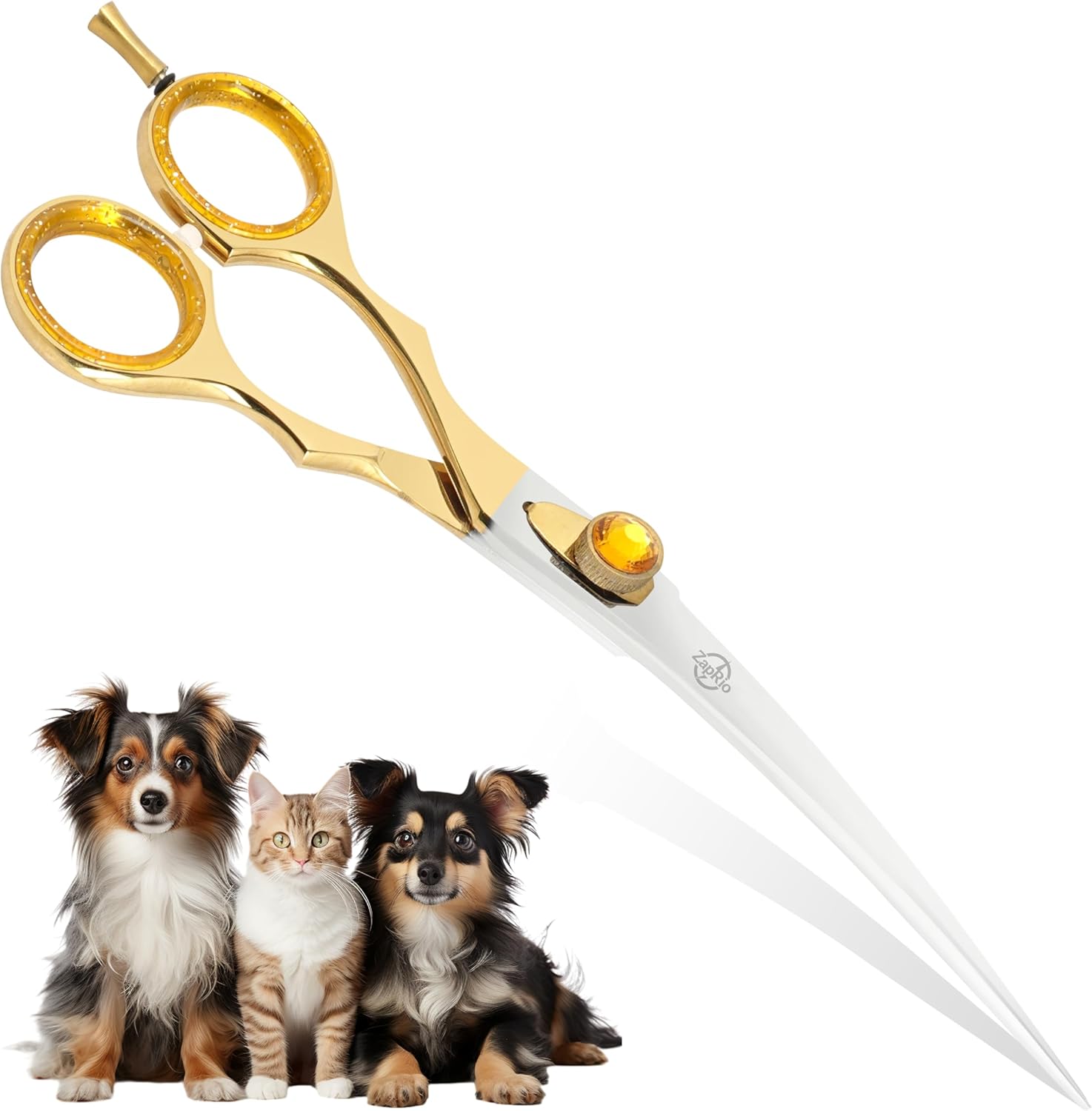 7.5” Curved Thinning Shears for Dogs and Cats – 34 Tooth Professional Pet Grooming Scissors – Smooth, Quiet Blending Shears for Face, Ears, Chest and Legs, Ergonomic Design for Home and Pro Use