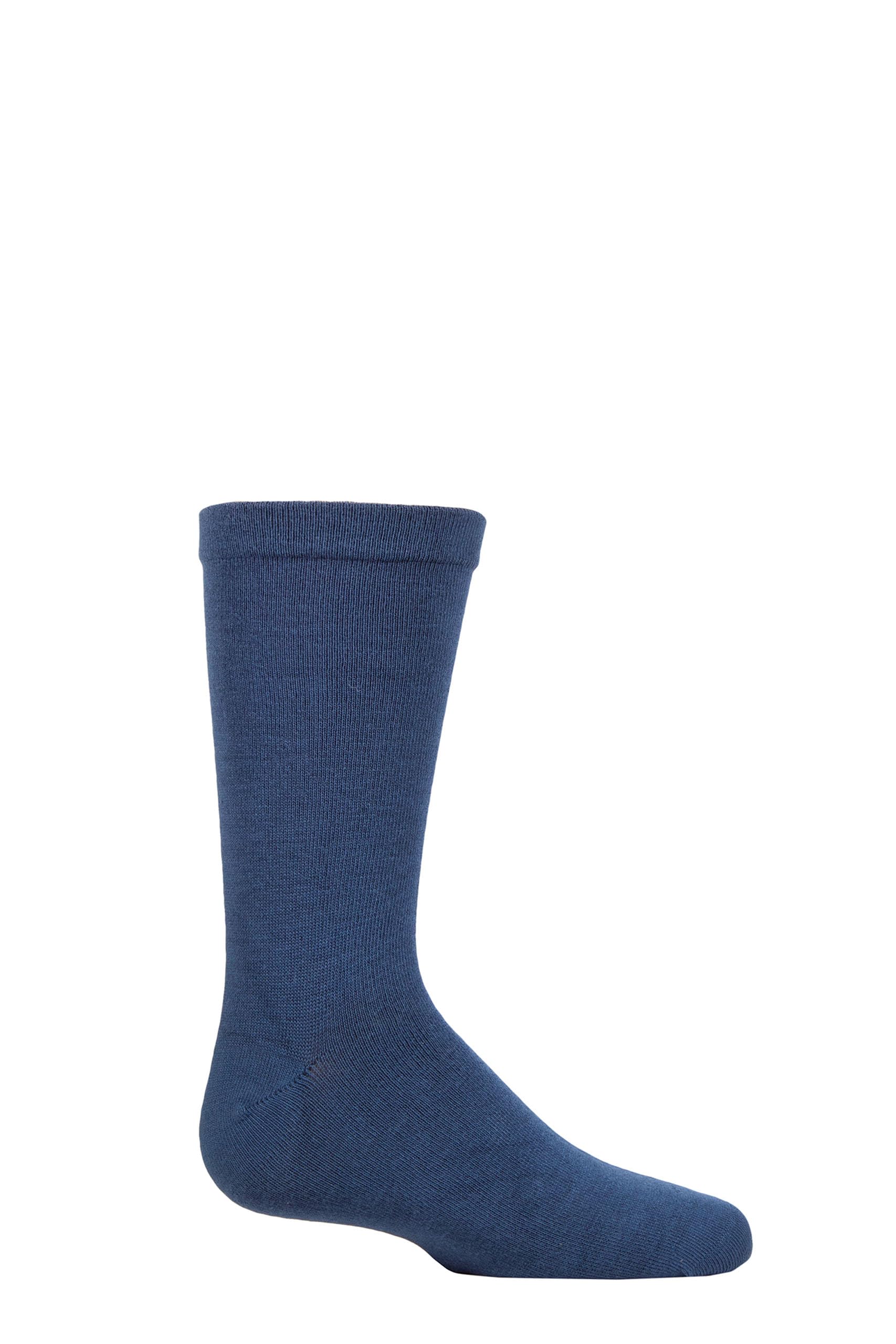 Sockshop Boys Denim Kids’ Bamboo Socks With Comfort Cuff And Hand Linked Toes, Plain Bright Solid Striped Colours, Soft And Breathable, 1 Pair Pack - 4-5.5 Kids
