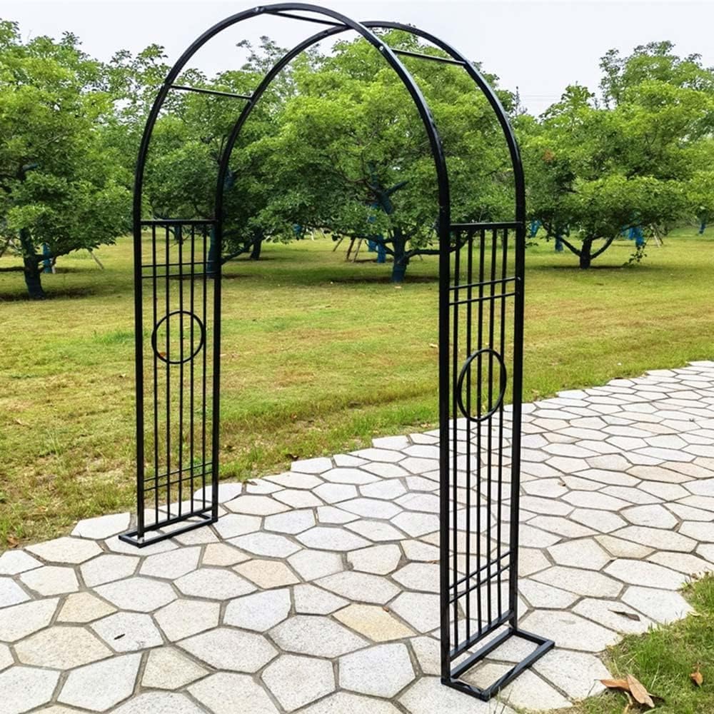 Tonnelle de pergola en métal robuste noir, support treillis de haute qualité