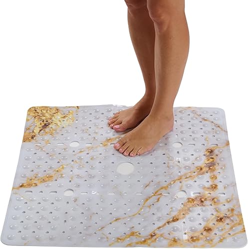 Miniatura 19 de ENKOSI Alfombrilla grande de 27 x 27 pulgadas cuadrada antideslizante para la ducha | Alfombrilla antideslizante para cabina de ducha para personas