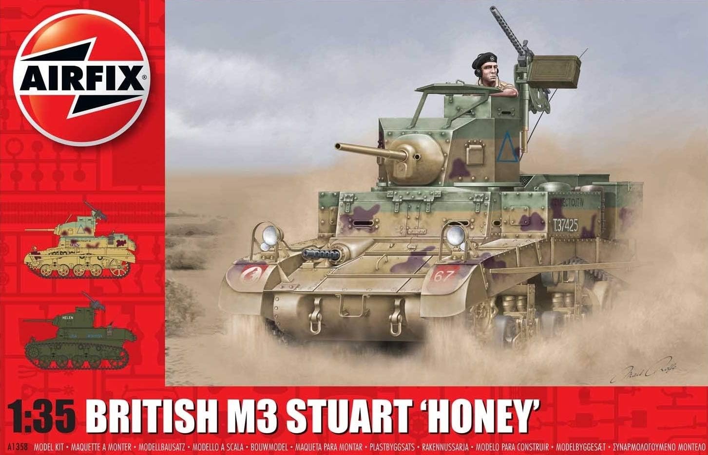 Airfix British M3 Stuart Honey 1:35 WWII Military Tank Armor Plastic Model Kit A1358
