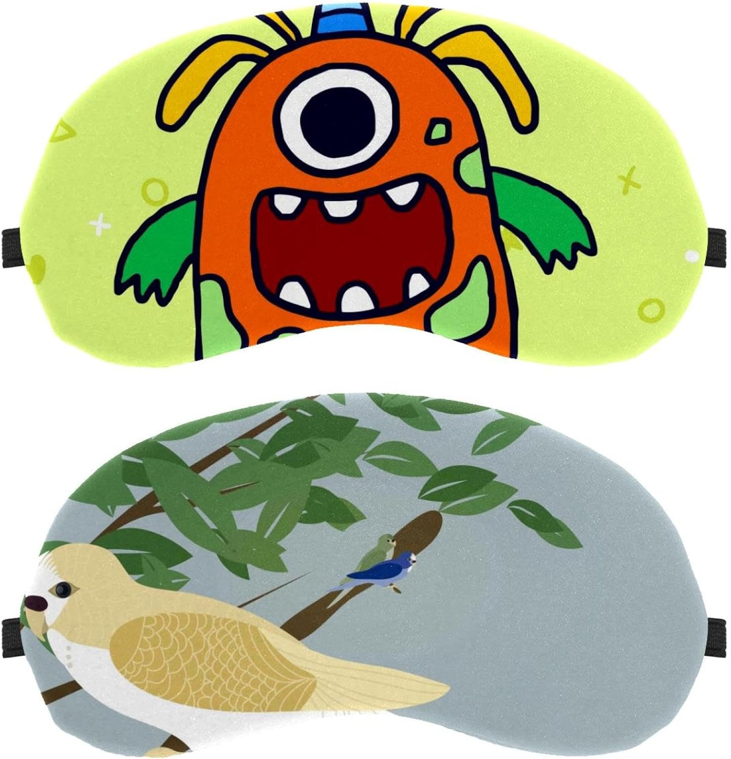 2 maschere per gli occhi con motivo a pappagallini, per dormire, per dormire, per dormire, per viaggi, pisolini, aereo, blocco della luce