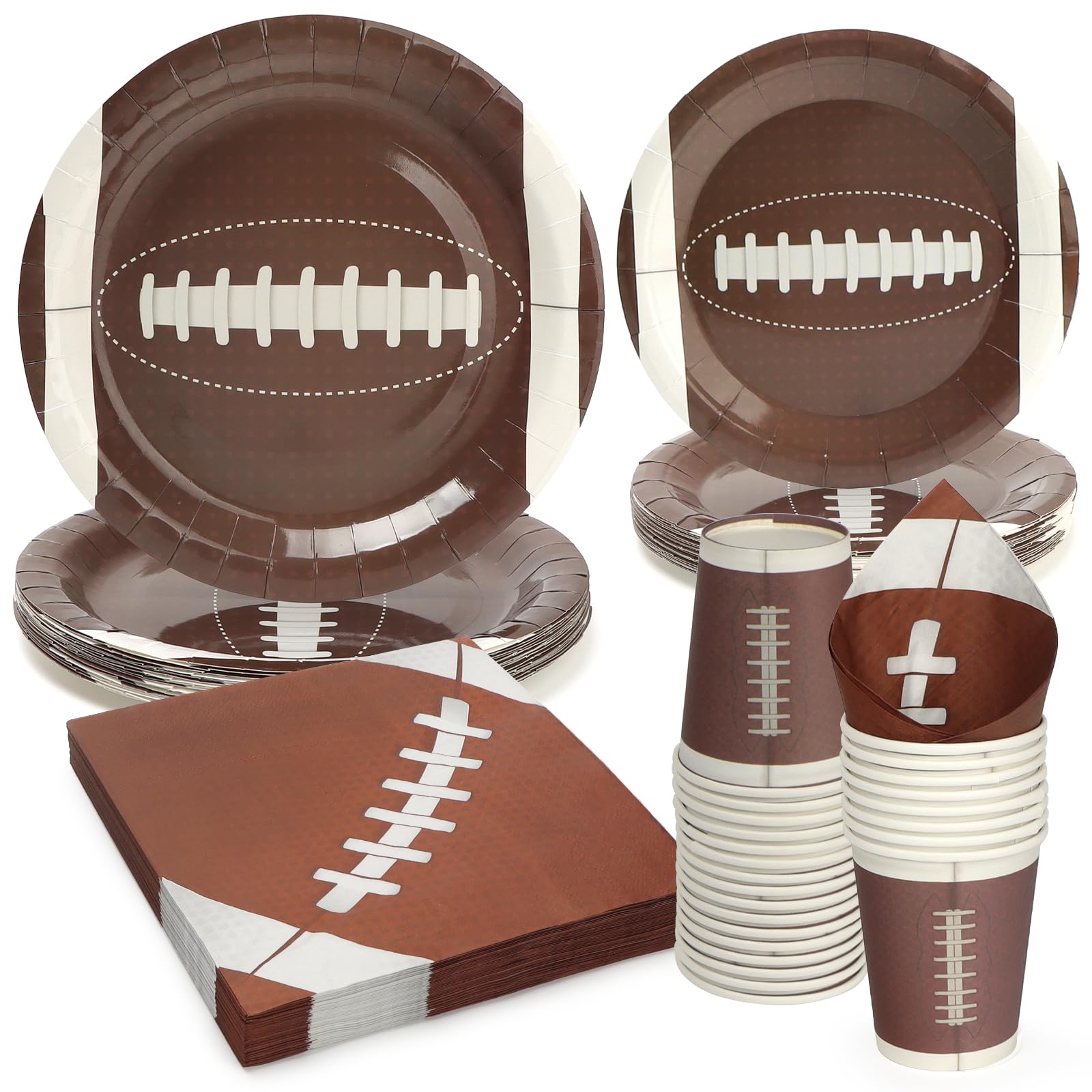 PARTY GO 96 Pcs Paper Plates for Dinner and Dessert, Rugby Line Disposable Plates Party Supplies Pack for Theme Party Decorations โ image 1