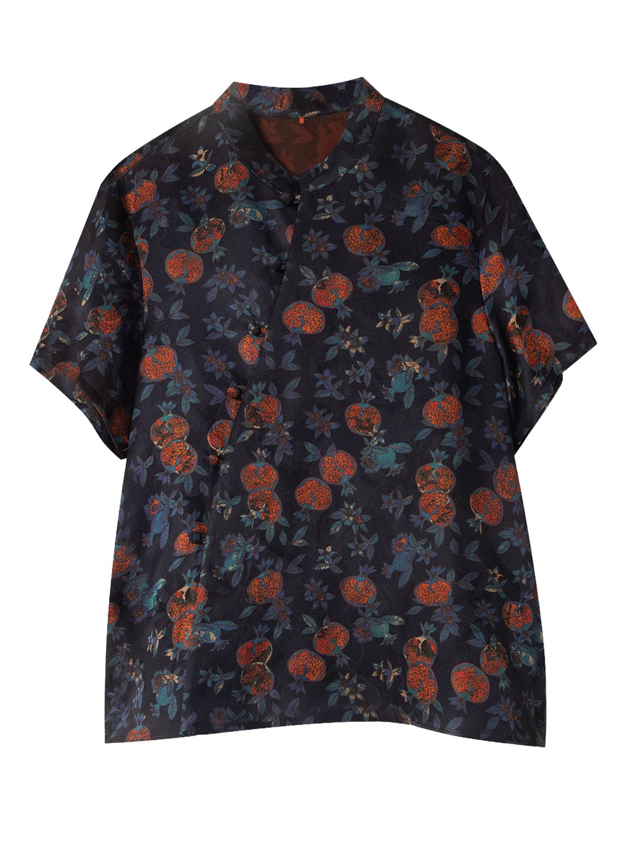 HangErFeng Damska jedwabna bluzka Xiangyunsha Granat Print Top 656