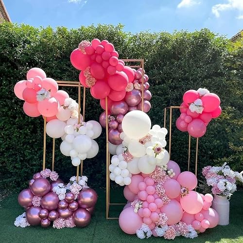Miniatura 6 de Globos de fiesta rosa y blanco, 50 globos de látex rosa de 12 pulgadas, globos de confeti rosa bebé para boda, compromiso, cumpleaños, revelación de
