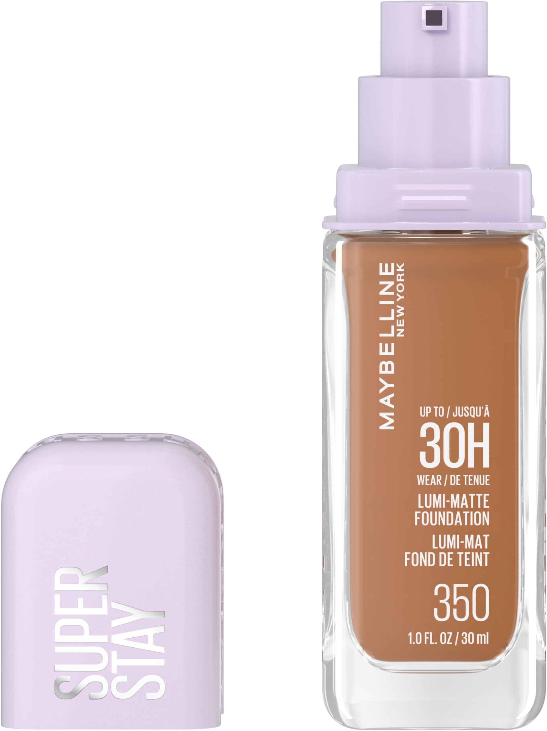 Maybelline Super Stay Lumi-Matte Foundation, Lightweight and Buildable Full Coverage Foundation Makeup For Up To 30HR Wear, 350, 1 Count