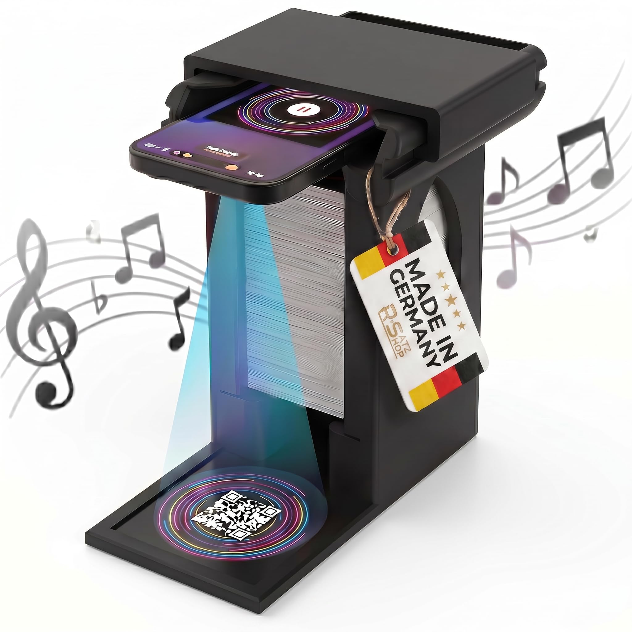 Handyhalterung Turm passend für Hitster – Smartphone Ständer mit Kartenfach – stabil & rutschfest für QR-Code Scan – Zubehör kompatibel mit Hitster Original & Party