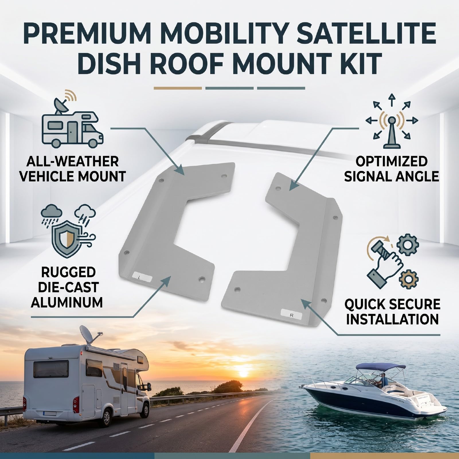 Fafeicy Supporto per Tetto per Parabola Satellitare, Adatto per Antenna Gen 3 V3, con Struttura in Lega di Alluminio per