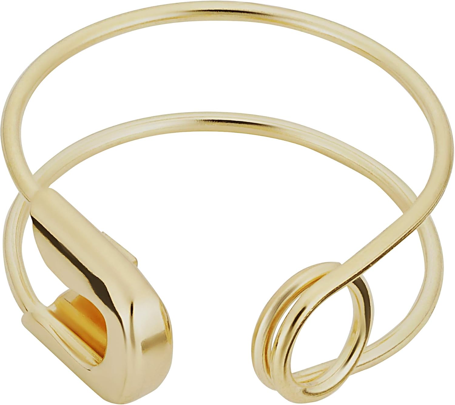 14k Yellow Gold Safety Pin Open Ring Minimalist Jewelry for Women