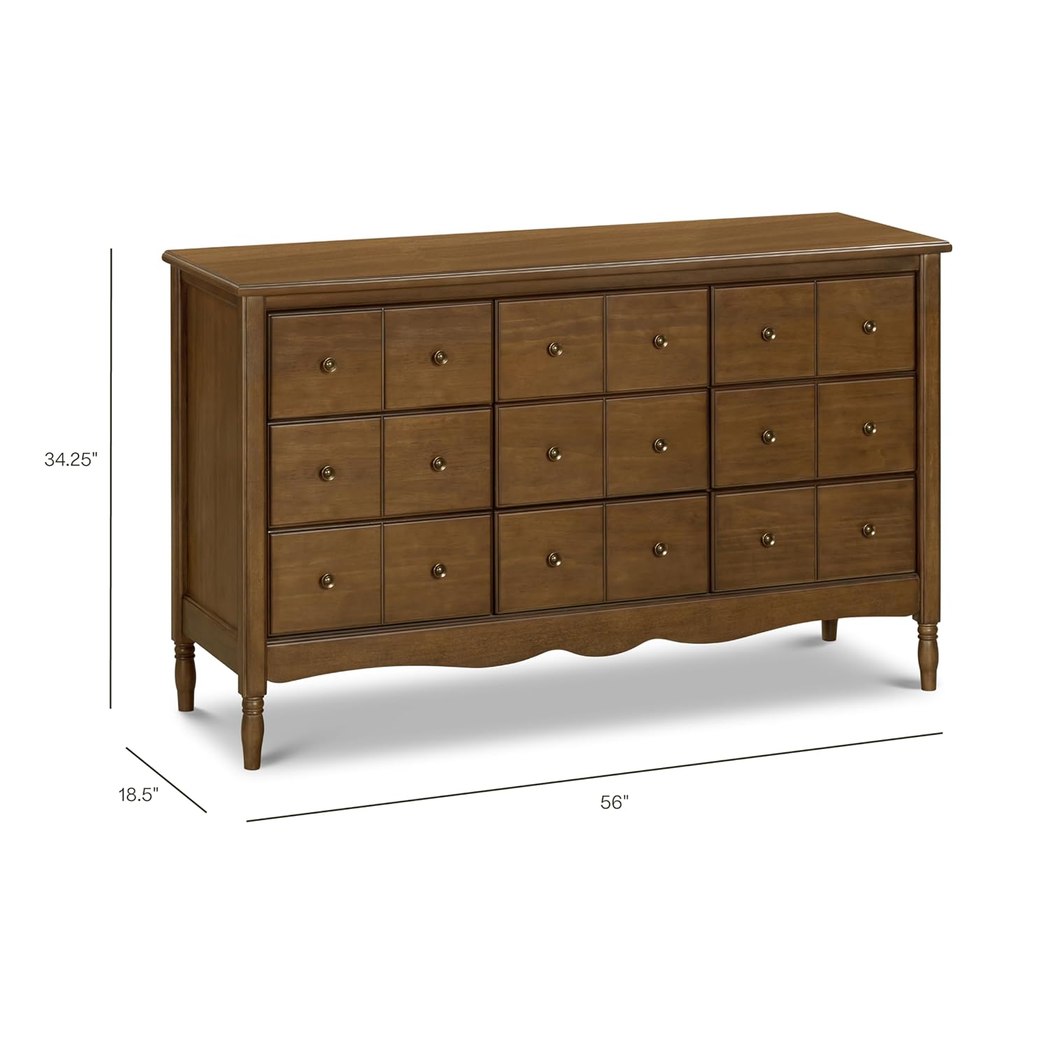 Namesake Liberty 9-Drawer Dresser with 9+ inch Drawer Extension in Natural Walnut, Fully Assembled, Greenguard Gold Certified, Smooth Glide, Adult and Child Nursery Dresser, Vintage/Apothecary Design