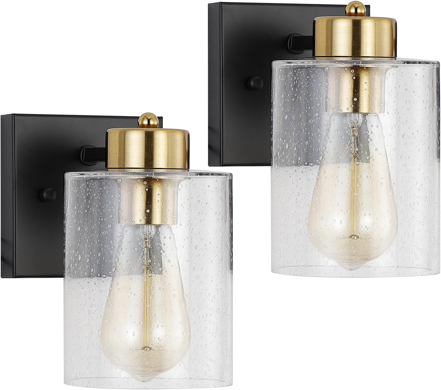 MonDaufie Black Wall Sconce Set of 2 Gold Sconces with Black Back Panel