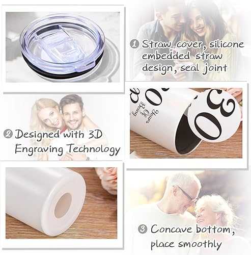 Miniatura 4 de Patelai Juego de 2 tazas de café de aniversario de boda, regalo de aniversario, juego de regalos de Sr.Sra. Always Right, vaso de 20 onzas con tapas