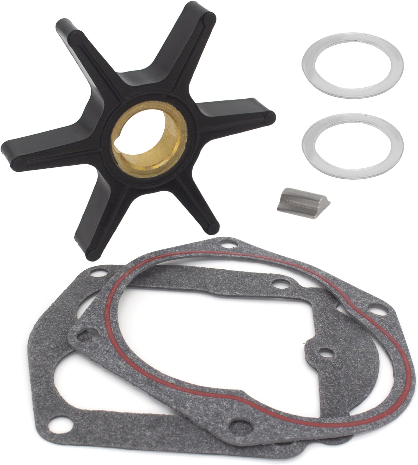 QuickMarine 8508910 Water Pump Impeller Service Kit for Mercury Marine Force 25 30 40 50 HP Outboard Motor Replacement 47-85089 47-85089-10 47-8M0027792 Sierra 18-3057 with Gasket and Key