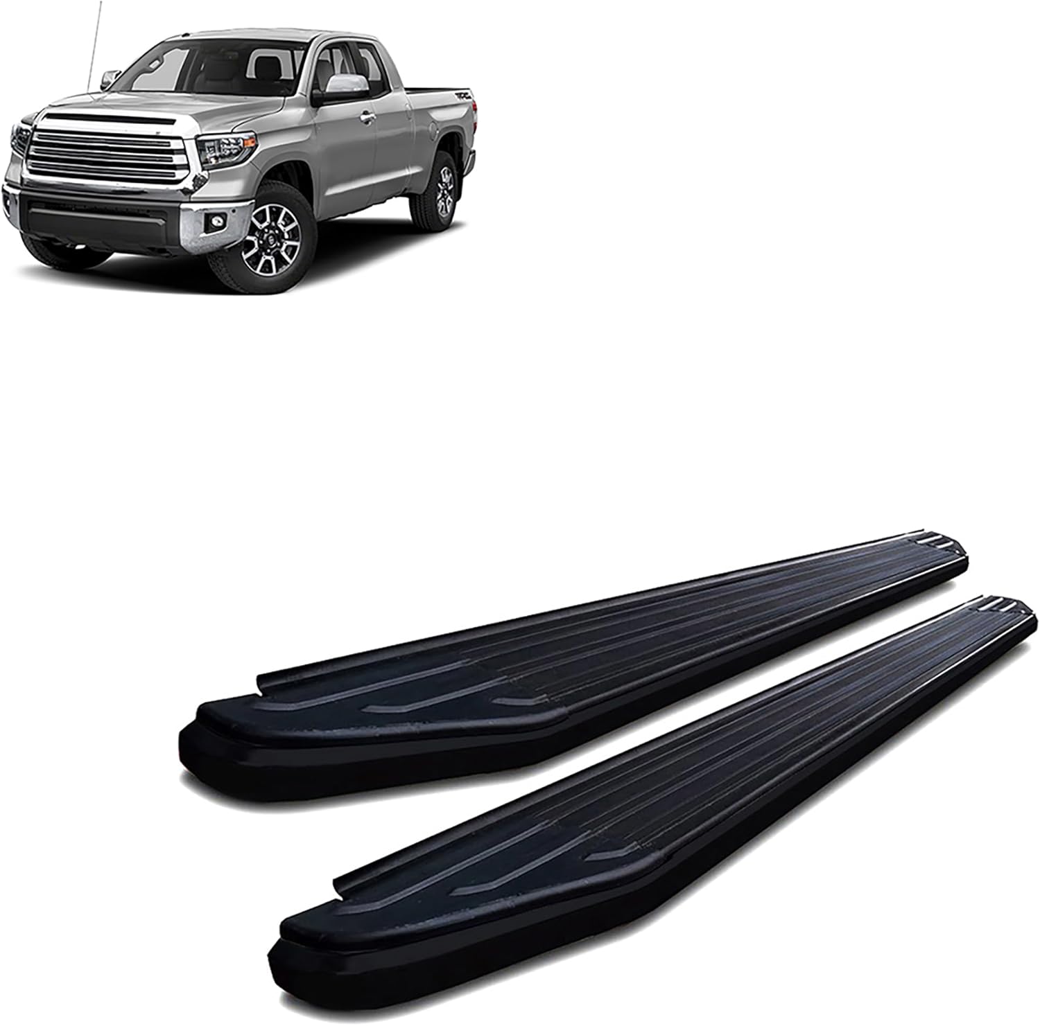 Black Horse Peerless Running Boards Black Compatible with 2007-2021 Toyota Tundra-PR-T685BK