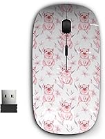 Vista 1 de Ratón inalámbrico USB ergonómico 2.4G para PC, portátil, computadora, portátil con nano receptor (flores de cerdo acuarela)