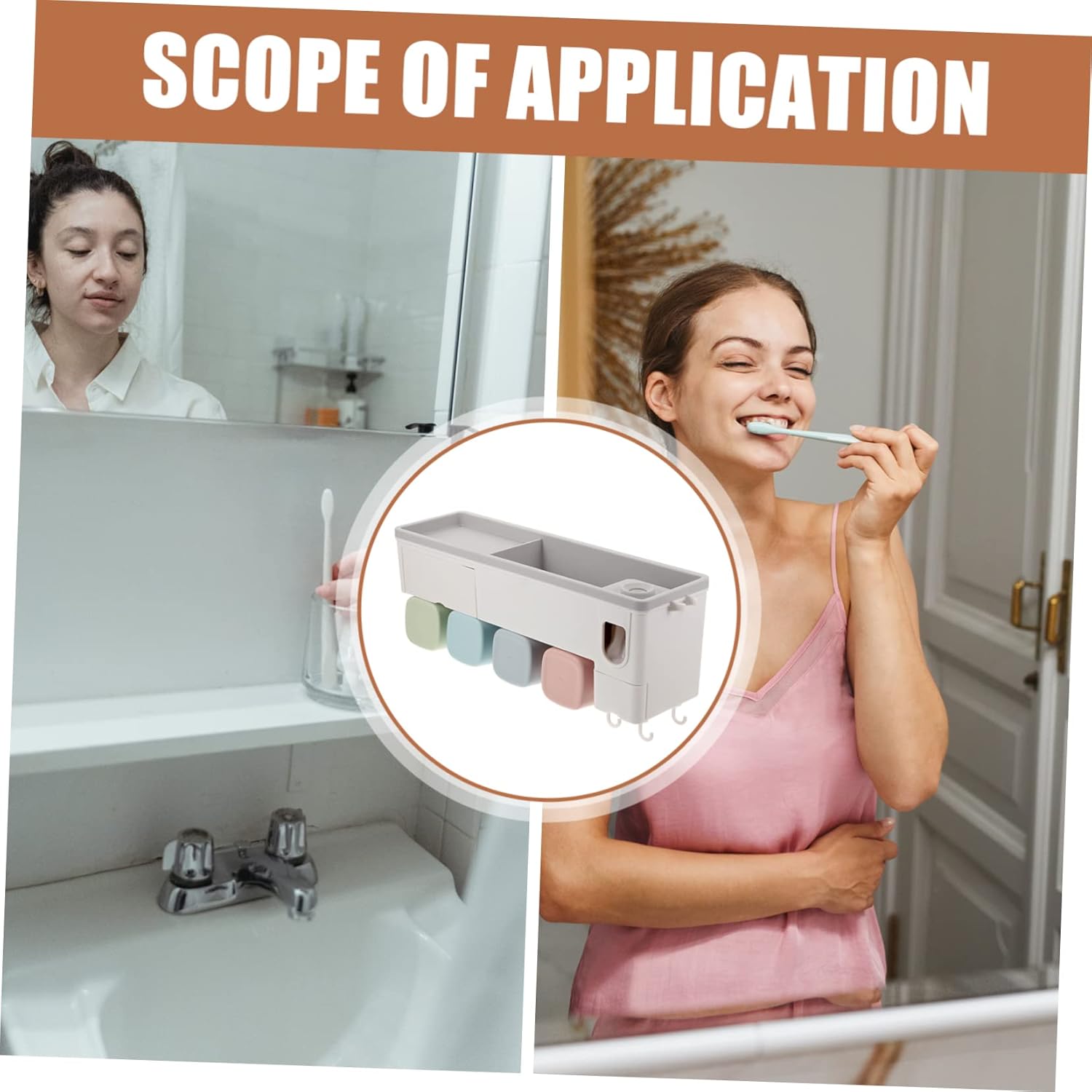 1 Set Automatic Toothpaste Dispenser Toothbrush Holder Wall Mounted Organizer Stand Multi Functional Bathroom Storage for Toothbrushes Cosmetics Shavers Strong Load Bearing Elegant