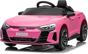 LEADZM Elektro Kinderauto mit Musik & Hupe & Scheinwerfer, 12V Kinder Elektroauto Kinderfahrzeug mit 2,4G Fernbedienung, 3-5km/h für Kinder (Rosa)