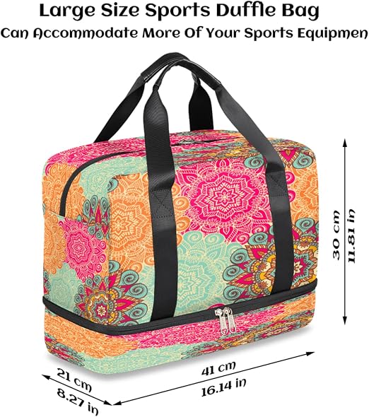 Amazon.com | Mandala Travel Duffel Bag, Mandala Buddhism Weekender  Overnight Bag Large Carry On Bag, Waterproof Sports Gym Bag Tote Workout  Duffel Bag for Men Women | Sports Duffels