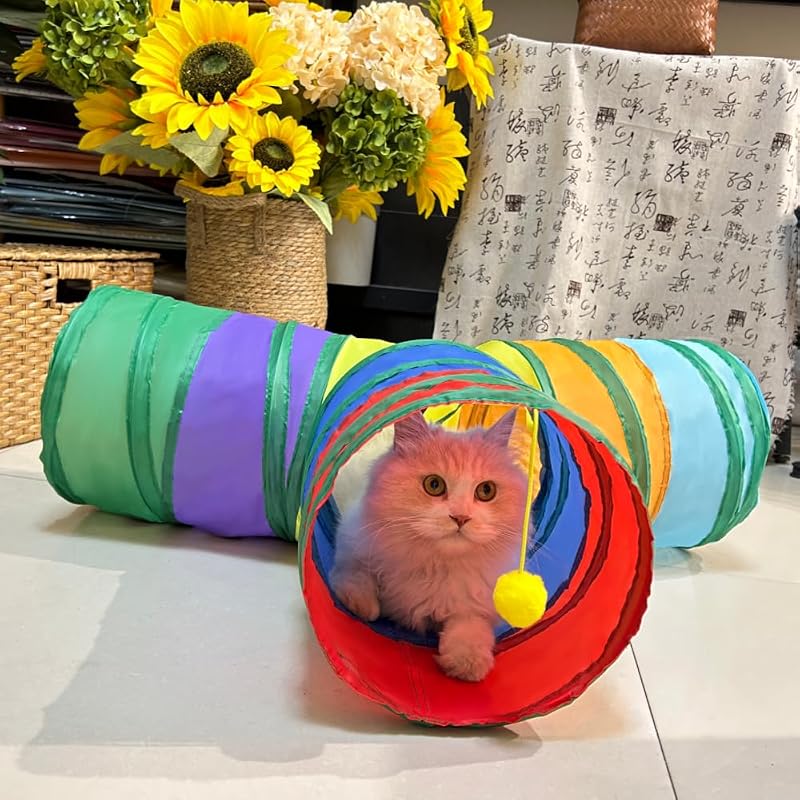 Túnel para Gatos Dobrável de Poliéster com 3 Vias Mabaytir Rainbow T, 1 unidade