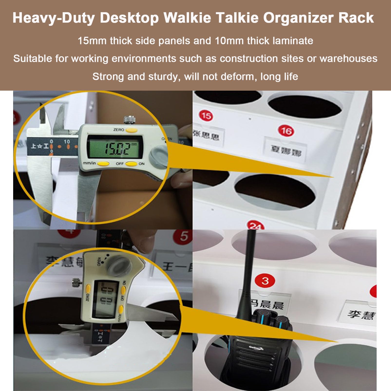 Soporte Resistente para Walkie Talkie, Organizador Universal de Escritorio para Radios Bidireccionales, Estante Multiranurado, Base de Carga Portátil para Seguridad, Construcción, Hotel, Almacén