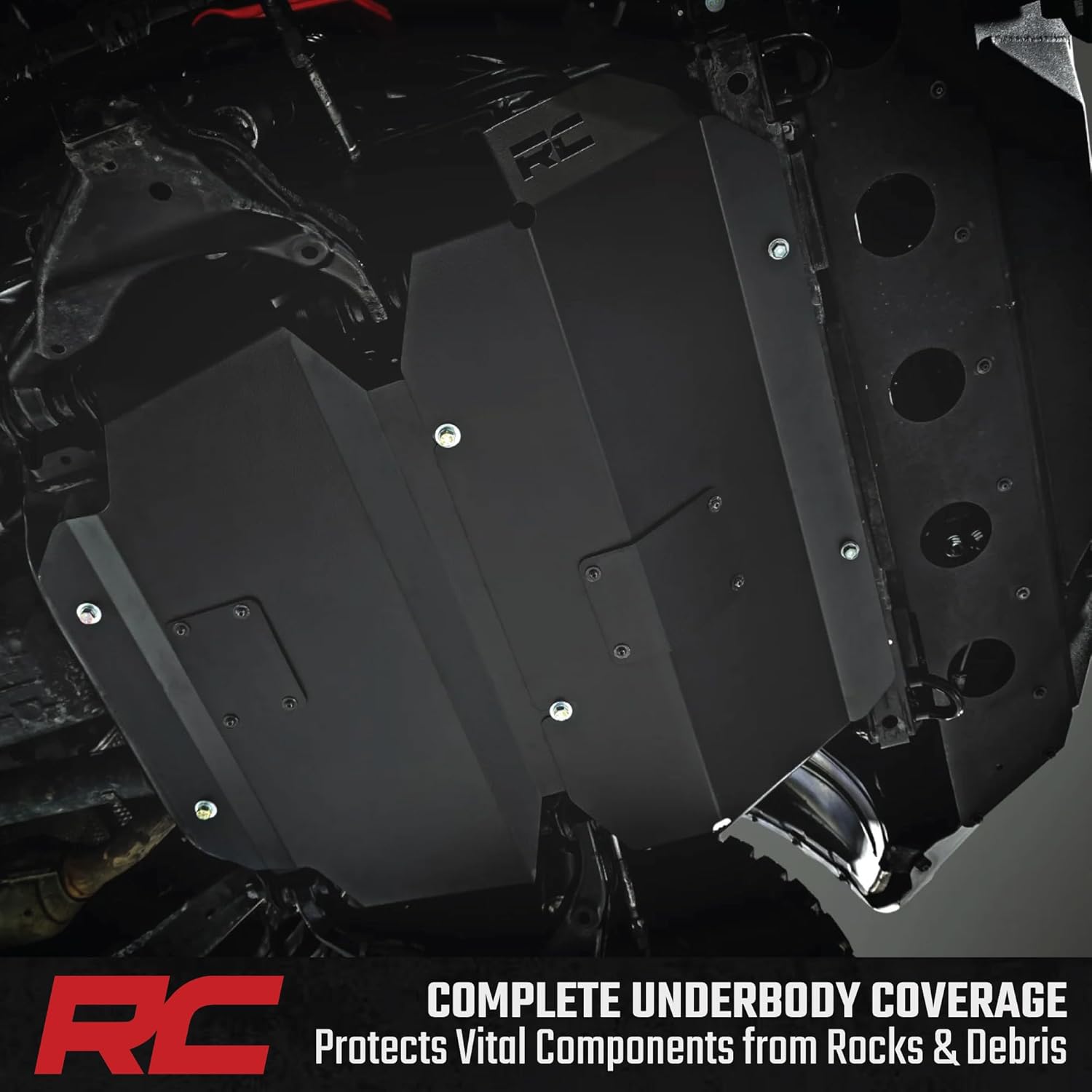 Rough Country Front & Belly Skid Plate Kit for Toyota 4Runner (2010–2024) - Heavy-Duty Steel Underbody Protection, Includes Differential Skid