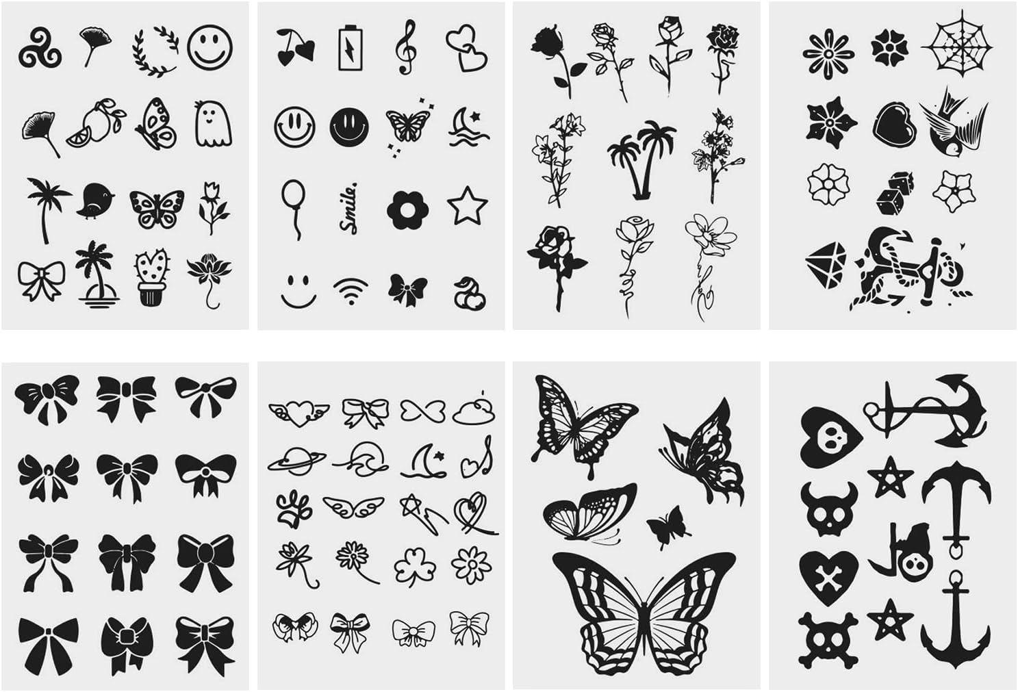 ALLY-MAGIC Tiny Small Temporary Tattoos For Women Men Adults, Arm Neck Face Finger Letters Temporary Tattoos Sticker Set Y6-MNSZWST (B)