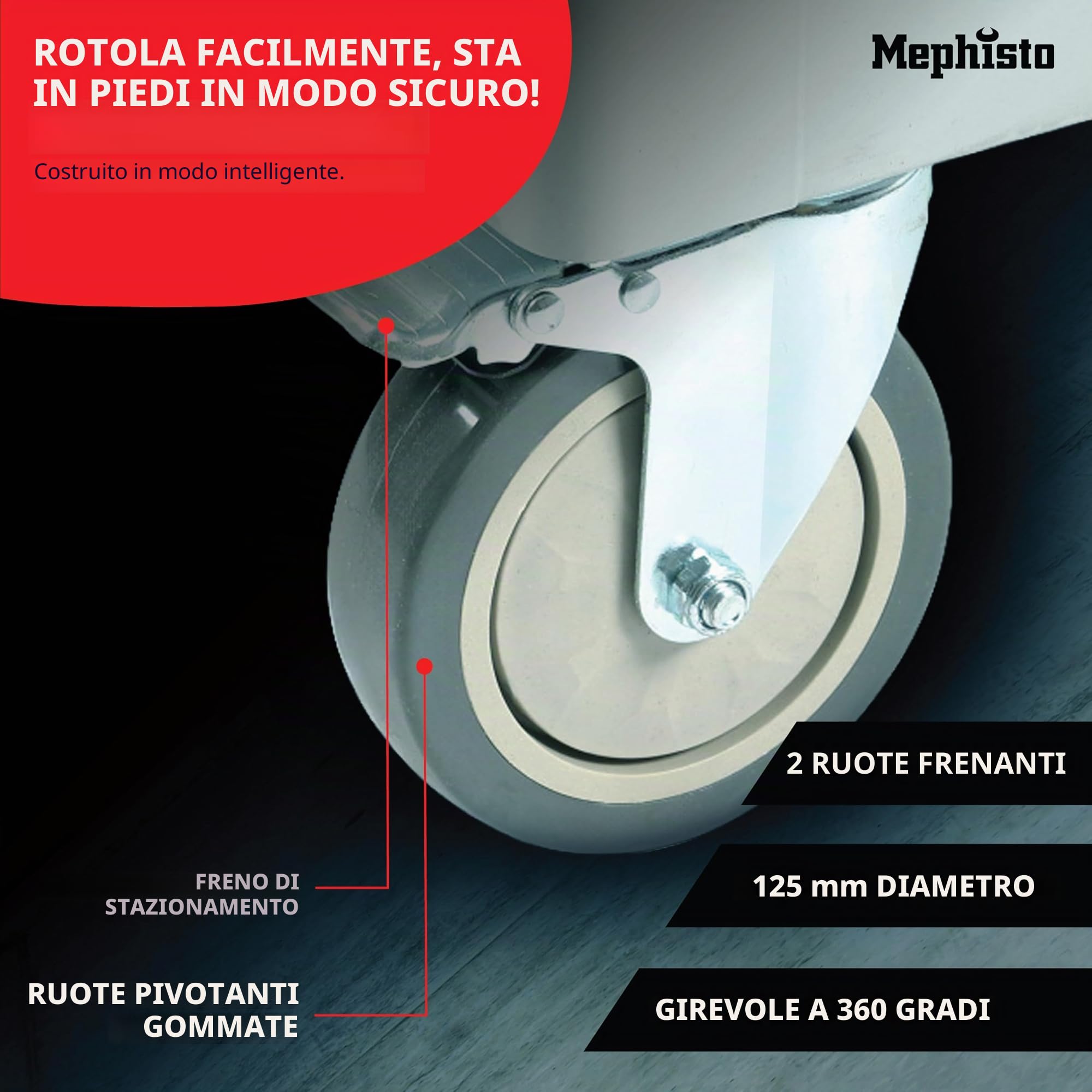 Mephisto XXL Carrello degli attrezzi 7 cassetti inserti morbidi carbonio set chiavi a brugola