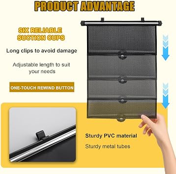 Car Window Shades for Baby 2PCS Retractable Roller Sunshade Side Window