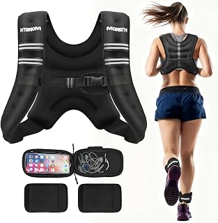 PACEARTH Weighted Vest,6lb/8lb/10lb/12lb/16lb/20lb/25lb/30lb Weight Vest with Reflective Stripe, Body Weight Vests for Women, Men, Weight Loss Workout, Strength Training, Running, Walking, Jogging