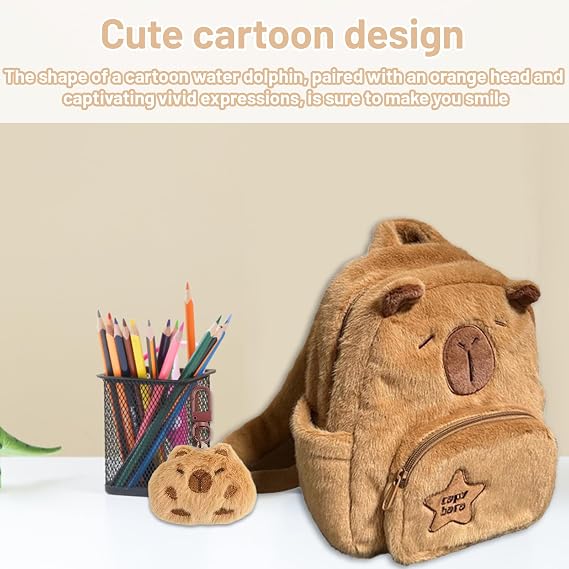 Capybara Bag, Cute Capybara Backpack, School Backpack with Capybara Keychain, Lightweight and Durable, Perfect for School, Travel, and Daily Use