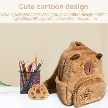 Capybara Bag, Cute Capybara Backpack, School Backpack with Capybara Keychain, Lightweight and Durable, Perfect for School, Travel, and Daily Use