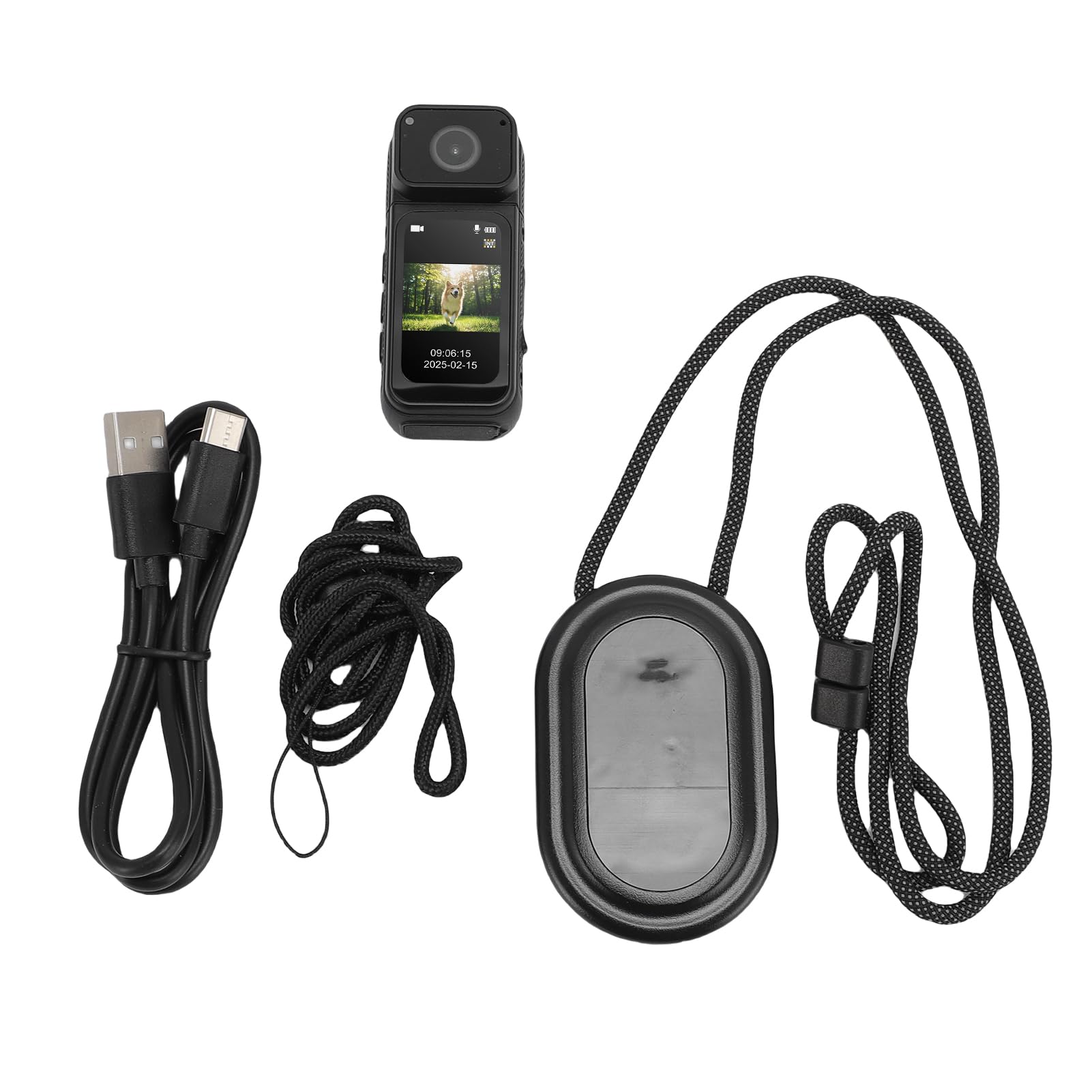 Gugxiom Kamera Akcji 2,7 K, 64 GB Mini Body Camera, Kieszonka do Noszenia z magnetyczną smyczą, Nagrywanie POV, Mała Przenośna Kamera do Pracy, Jazda na Rowerze, podróż, Chodzenie (BLACK)