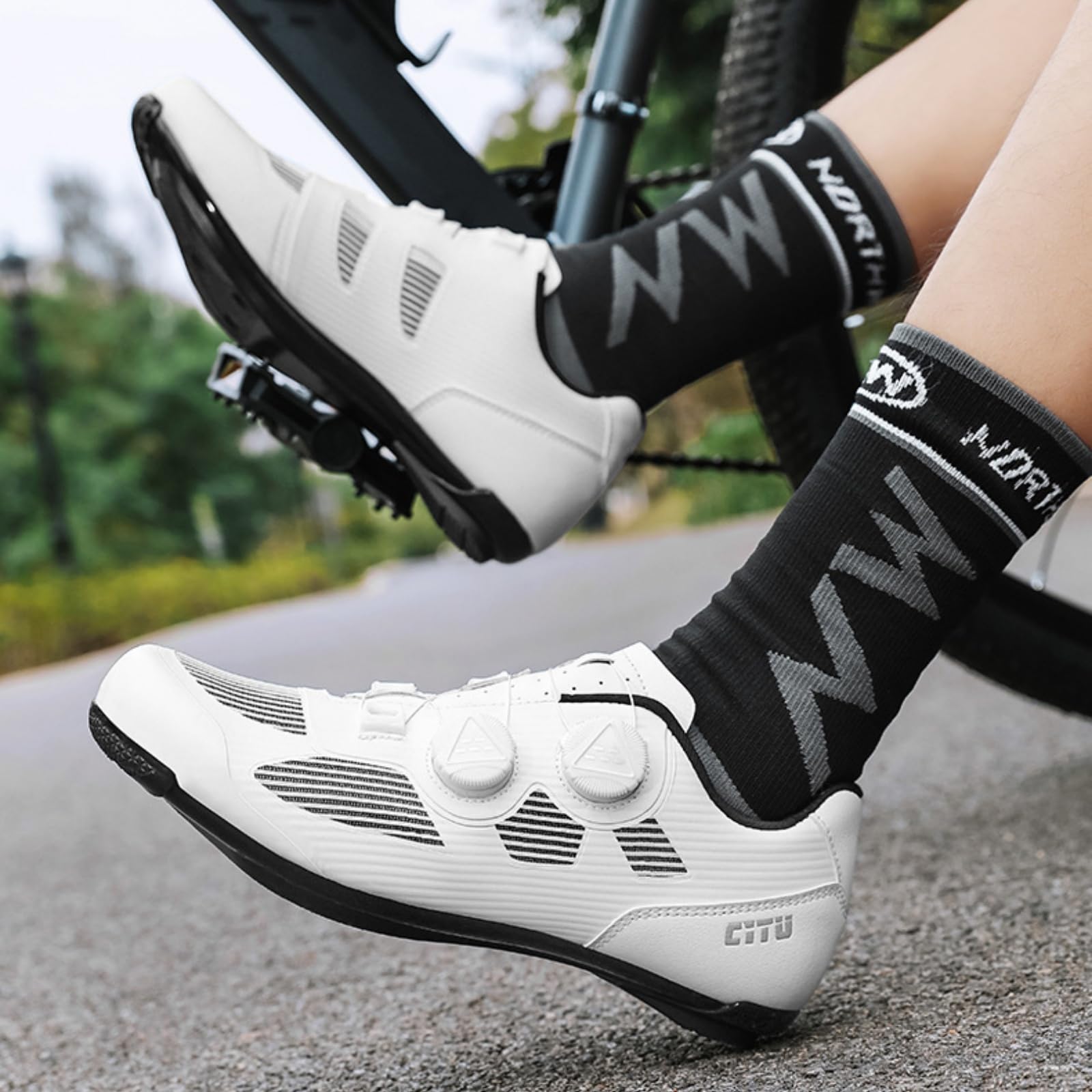 Mateju Fahrradschuhe Herren Damen Ohne klick, 36-47EU Fahrradschuhe Herren Damen mit Gummisohle rutschfeste Atmungsaktive No-Lock für Outdoor Radschuhe